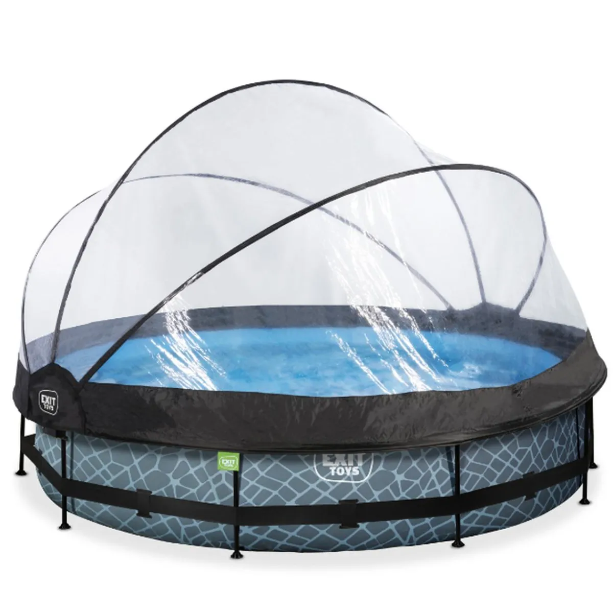 Best EXIT - Piscina Stone redonda 360 cm con cúpula y bomba de filtro Piscinas|Juguetes De Verano