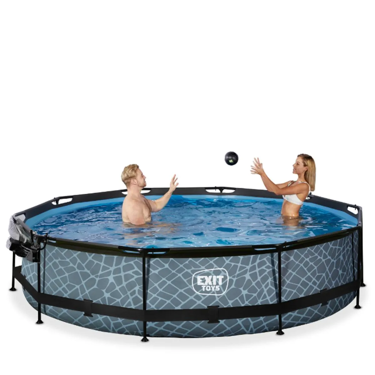 Best EXIT - Piscina Stone redonda 360 cm con cúpula y bomba de filtro Piscinas|Juguetes De Verano