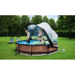 Best EXIT - Piscina Stone redonda 360 cm con cúpula y bomba de filtro Piscinas|Juguetes De Verano