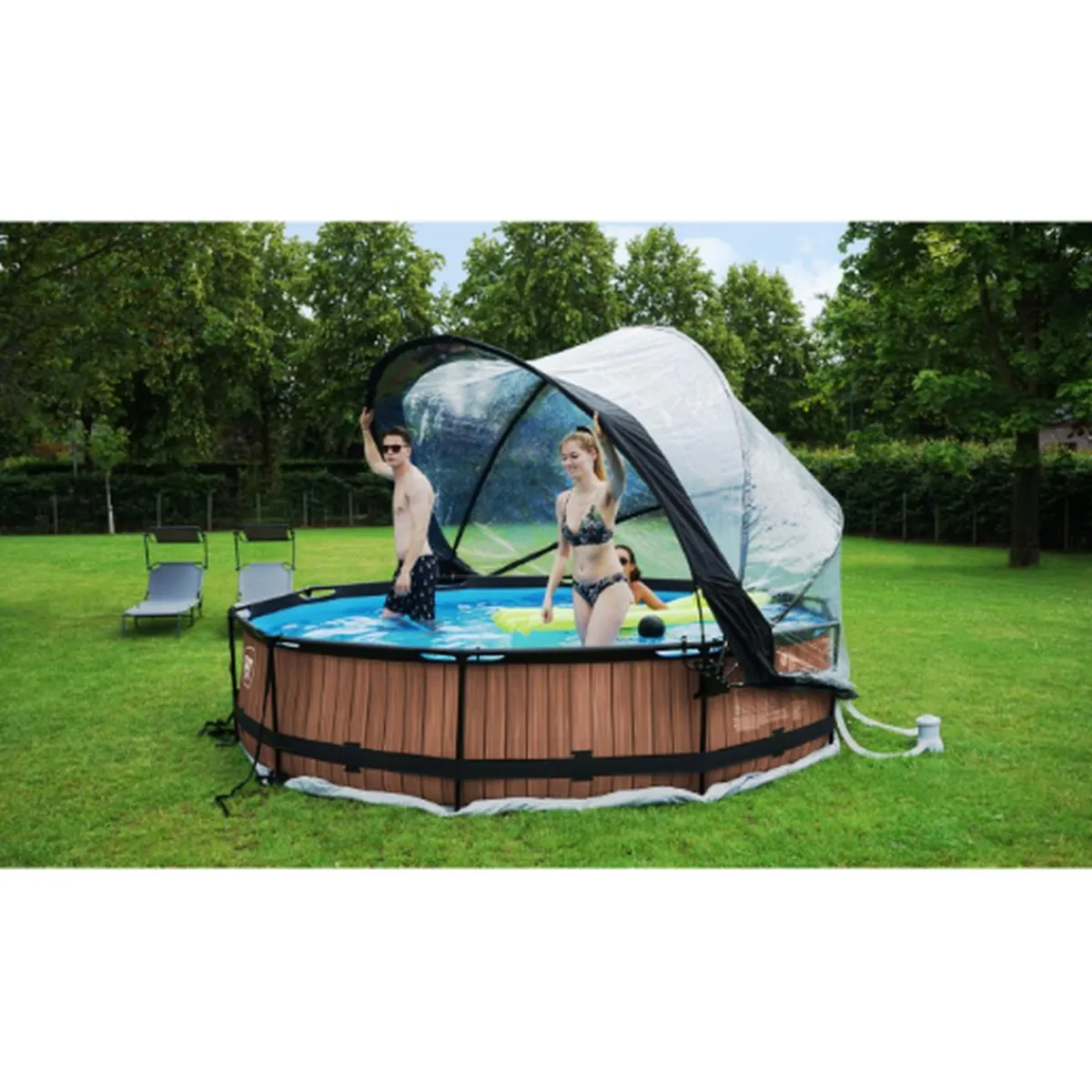 Best EXIT - Piscina Stone redonda 360 cm con cúpula y bomba de filtro Piscinas|Juguetes De Verano