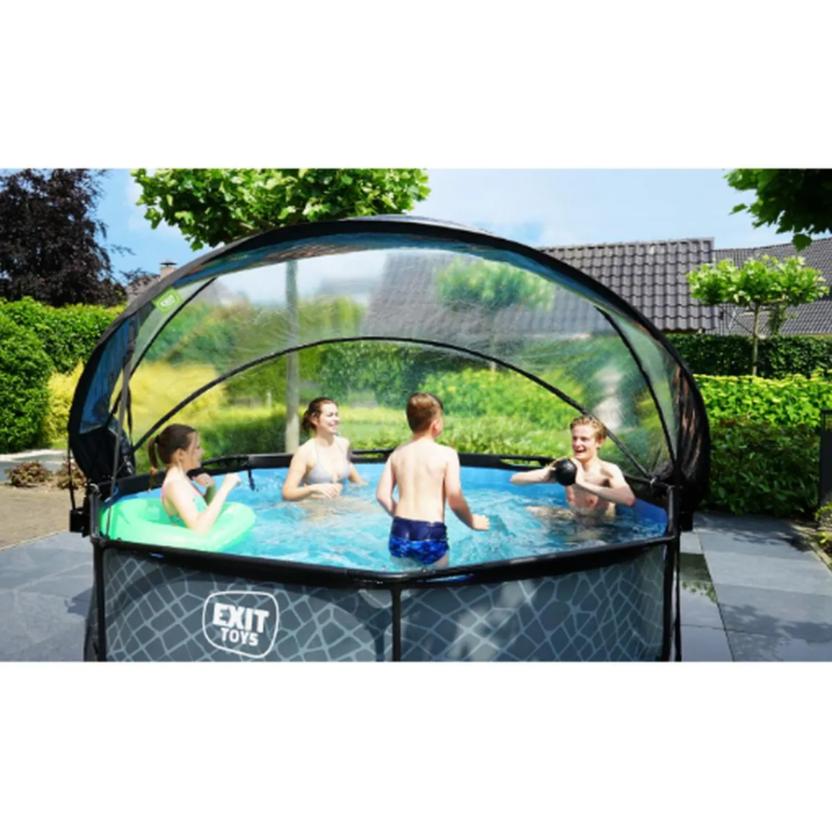 EXIT - Piscina Stone redonda 300 cm con cúpula y bomba de filtro*Exit Toys Online