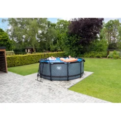 EXIT - Piscina Stone redonda con bomba de filtro 360 cm*Exit Toys Hot