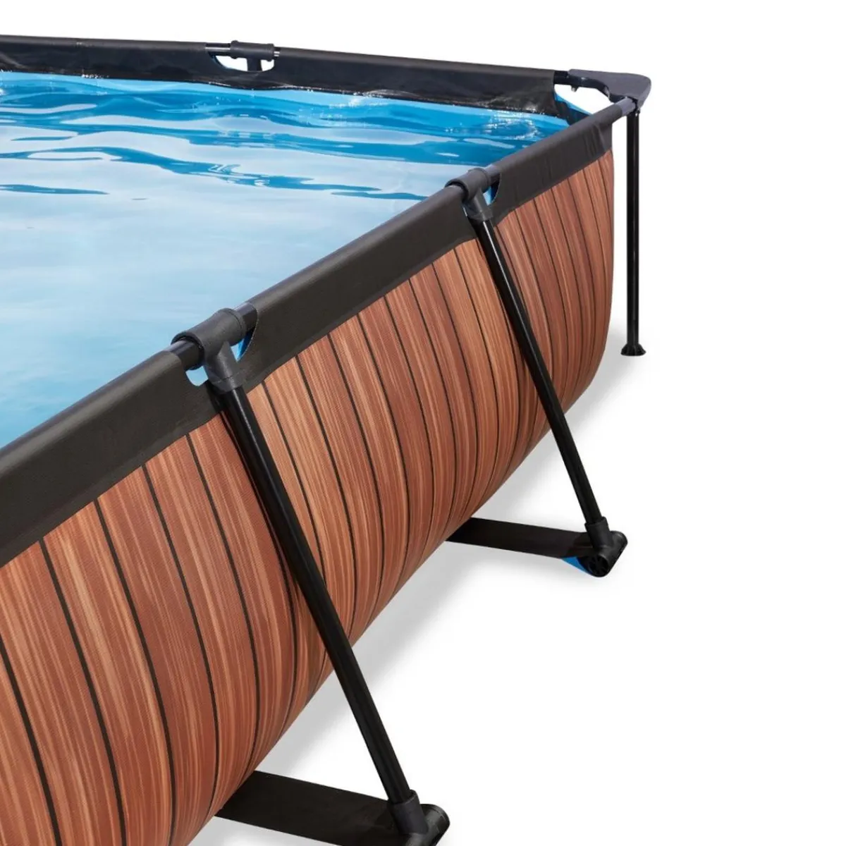 Exit - Piscina Wood efecto madera 300 x 200 x 65 cm con filtro y toldo negro*Exit Toys