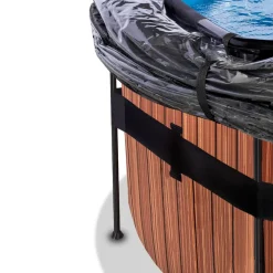 New Exit - Piscina Wood efecto madera diámetro 450 x 122 cm con filtro de arena y cúpula Piscinas|Juguetes De Verano