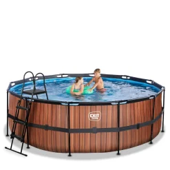 Outlet Exit - Piscina Wood efecto madera diámetro 427 x 122 cm con filtro de cartucho Efecto Madera|Piscinas