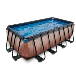 New Exit - Piscina Wood efecto madera 400 x 200 x 122 cm con filtro de cartucho Piscinas|Juguetes De Verano
