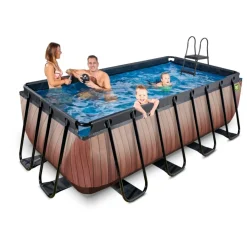 New Exit - Piscina Wood efecto madera 400 x 200 x 122 cm con filtro de cartucho Piscinas|Juguetes De Verano