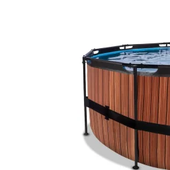 Exit - Piscina Wood efecto madera diámetro 488 x 122 cm con filtro de arena y cúpula*Exit Toys Sale