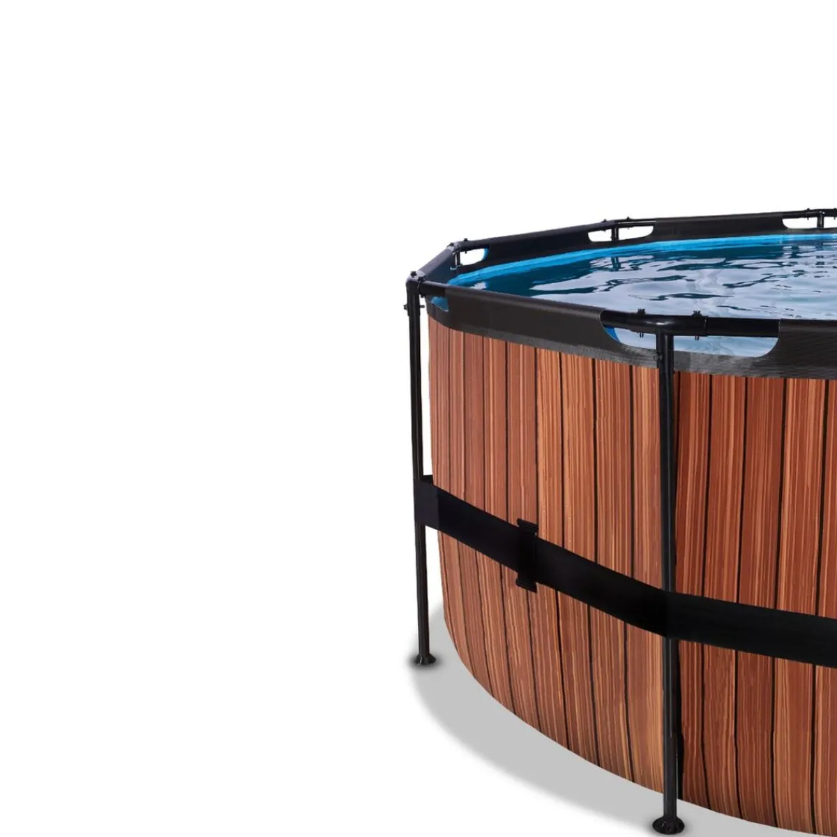 Exit - Piscina Wood efecto madera diámetro 488 x 122 cm con filtro de arena y cúpula*Exit Toys Sale