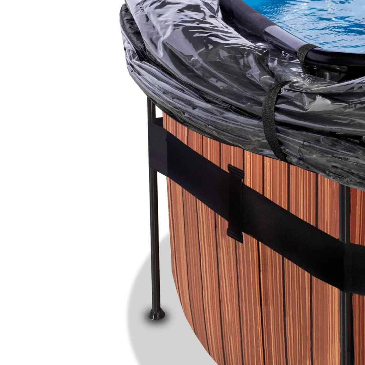 Exit - Piscina Wood efecto madera diámetro 488 x 122 cm con filtro de arena y cúpula*Exit Toys Sale