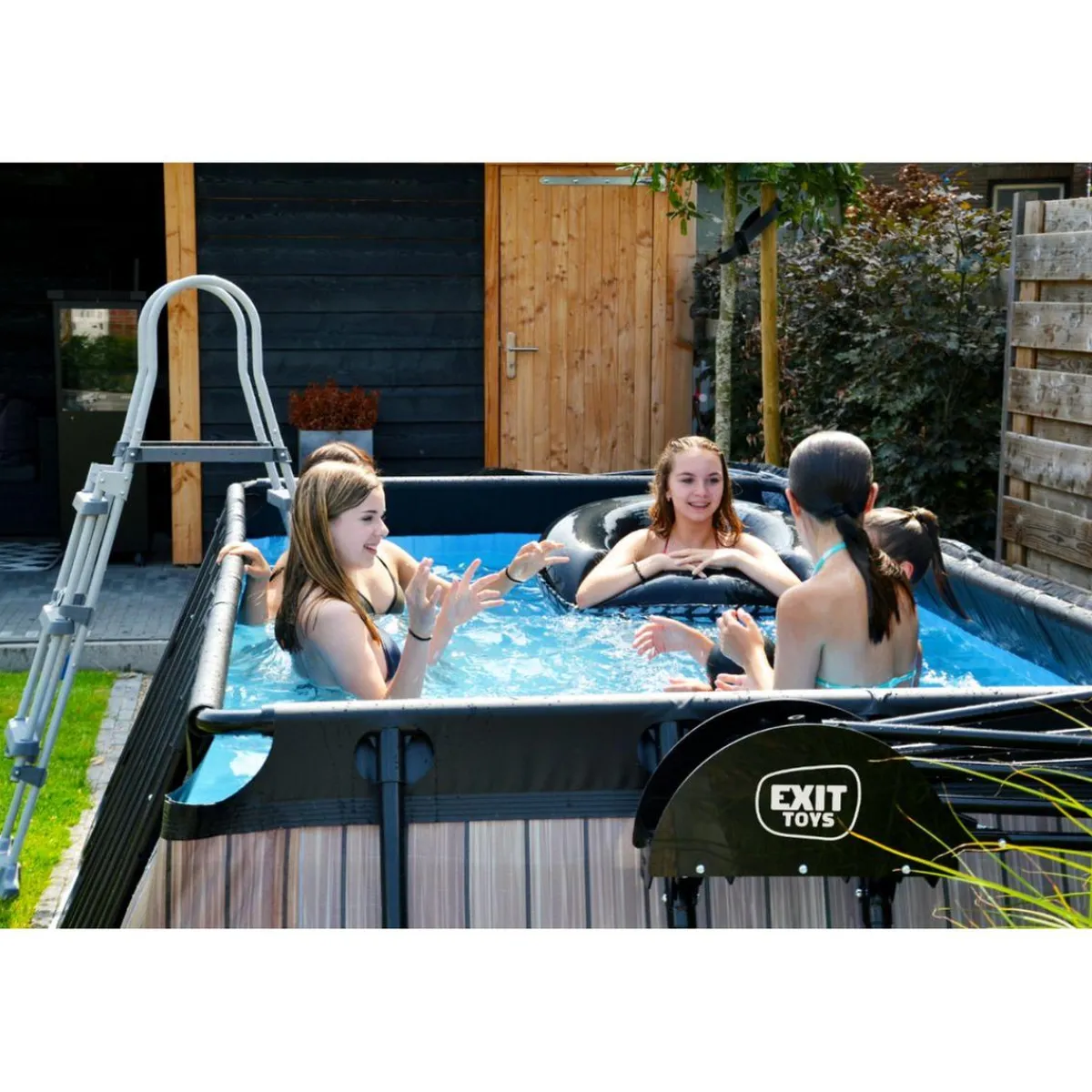 Exit - Piscina Wood efecto madera 400 x 200 x 100 cm con filtro de cartucho*Exit Toys Sale