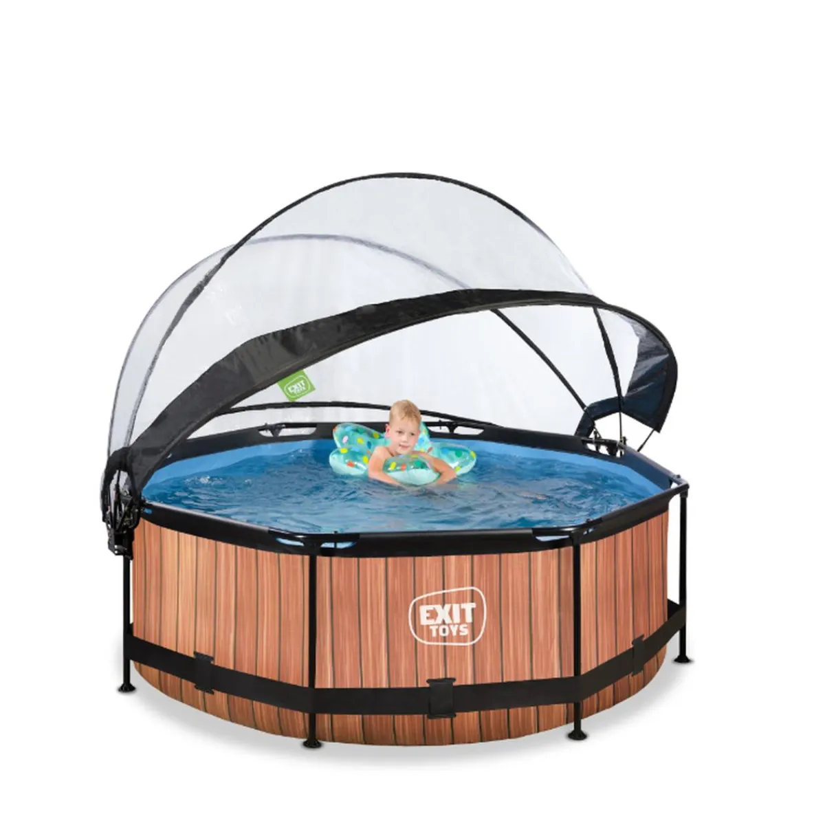 EXIT - Piscina Wood redonda 244 cm con cúpula y bomba de filtro*Exit Toys Hot