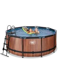 Online EXIT - Piscina Wood redonda 360 cm con cúpula y bomba de filtro Piscinas|Juguetes De Verano