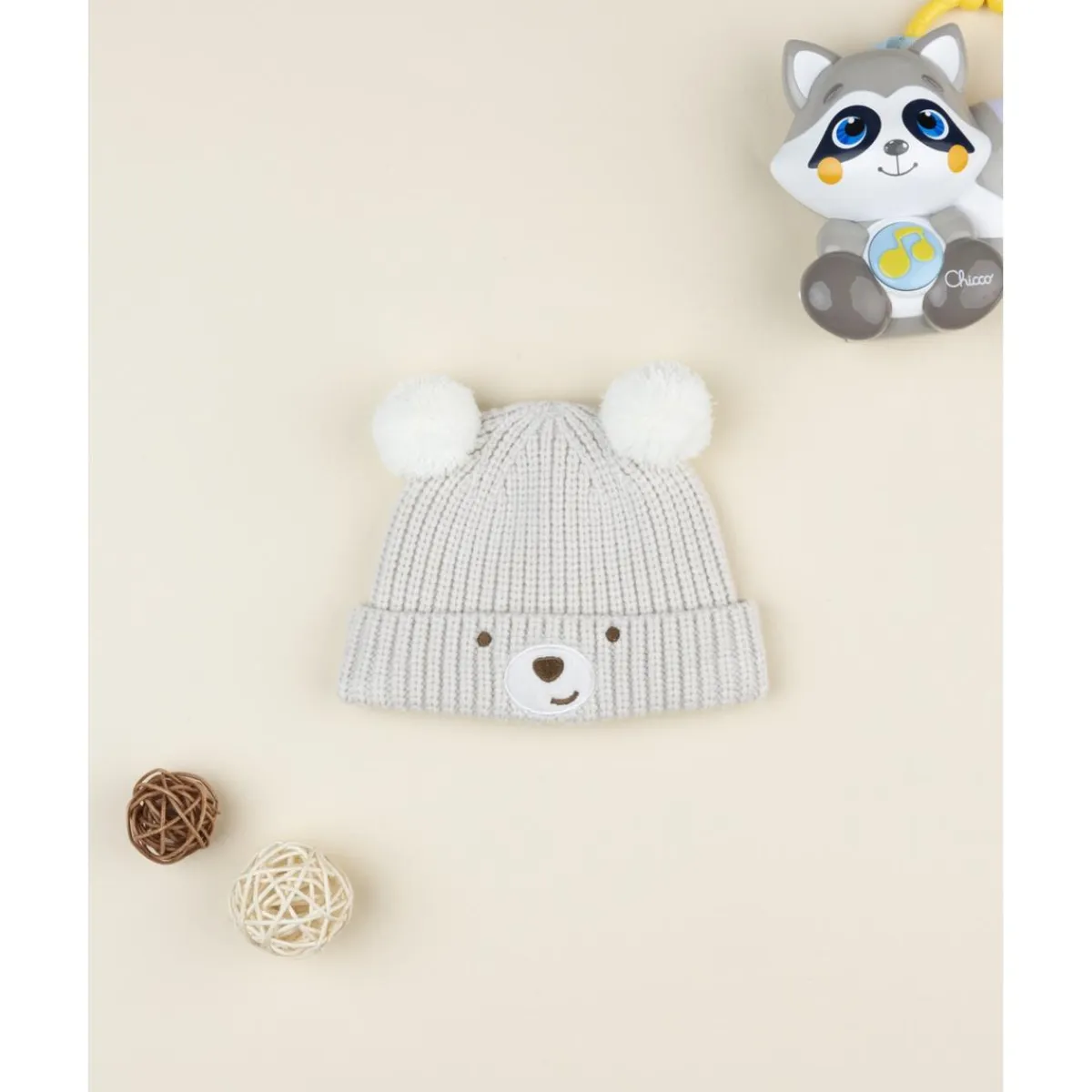 Discount Gorro de recién nacido beige con osito bordado Recién Nacido·Primeras Salidas|Primeras Salidas·Gorros, Viseras Y Manoplas
