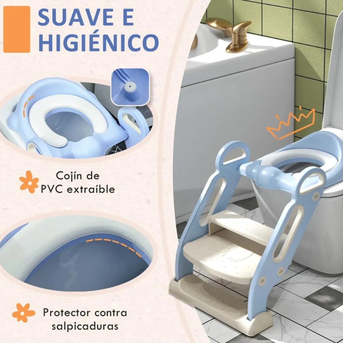 - Adaptador WC plegable Azul y Blanco*Homcom Hot