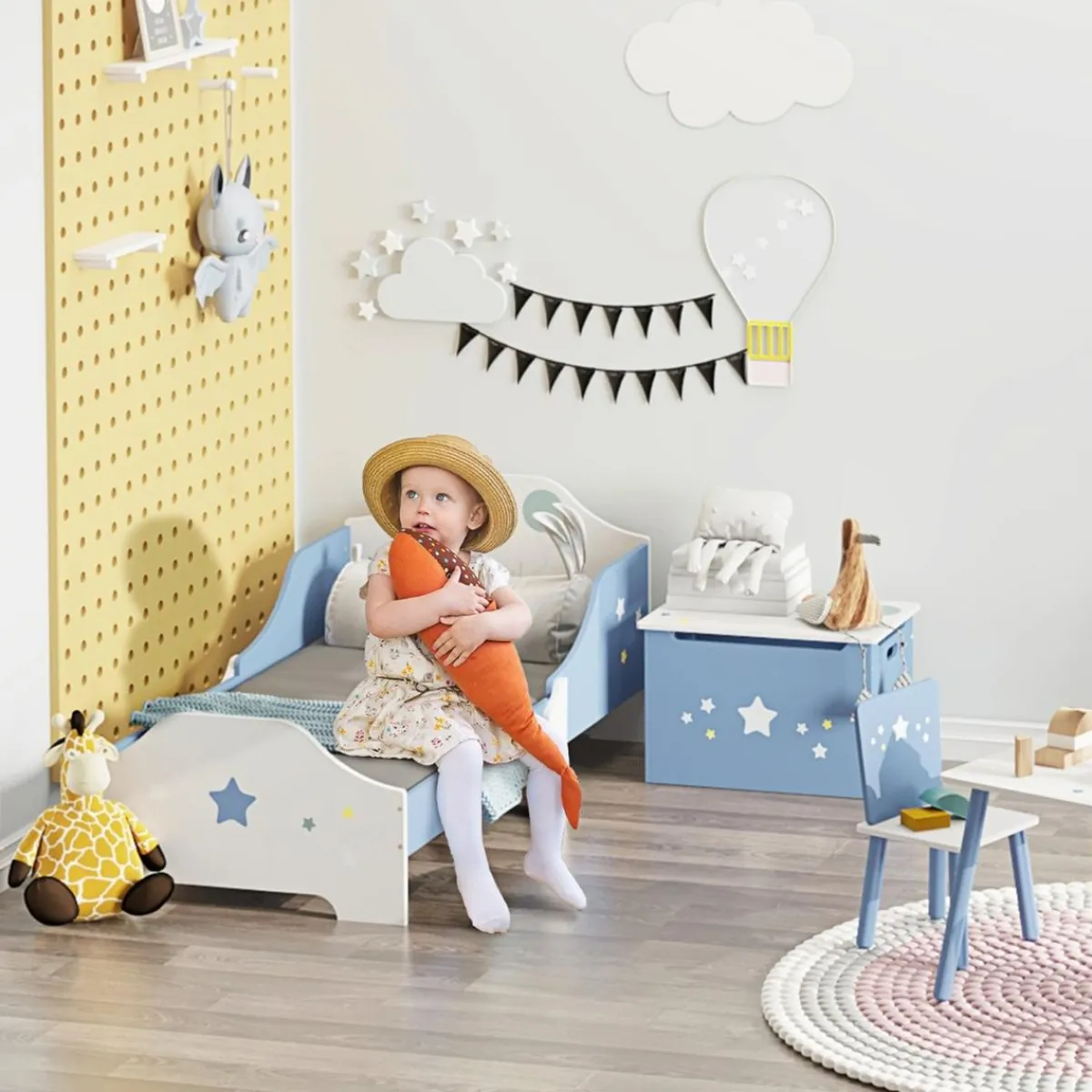 - Cama infantil estrellas Azul/Blanco*Homcom Best