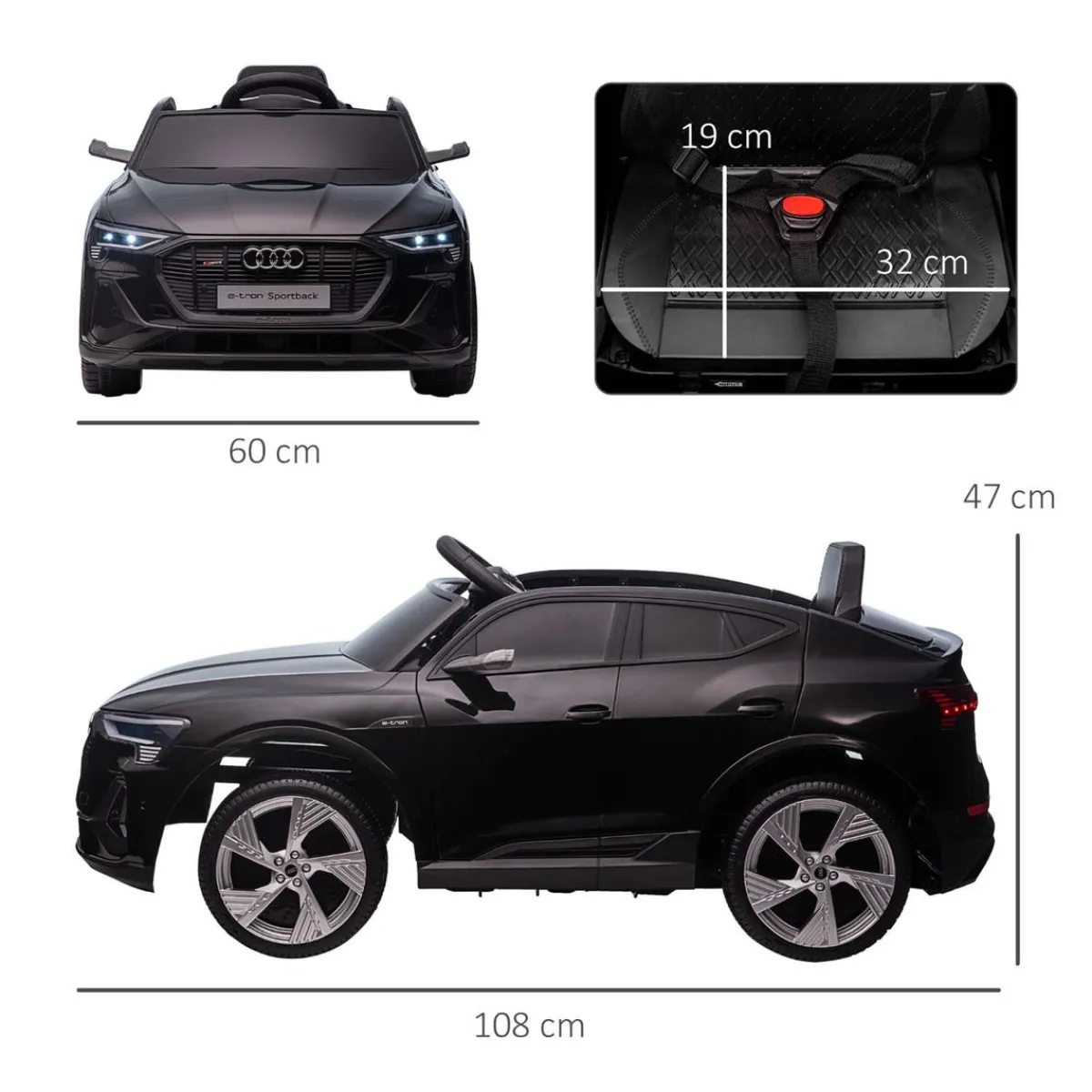 - Coche de batería Audi E-tron Negro*Homcom Best