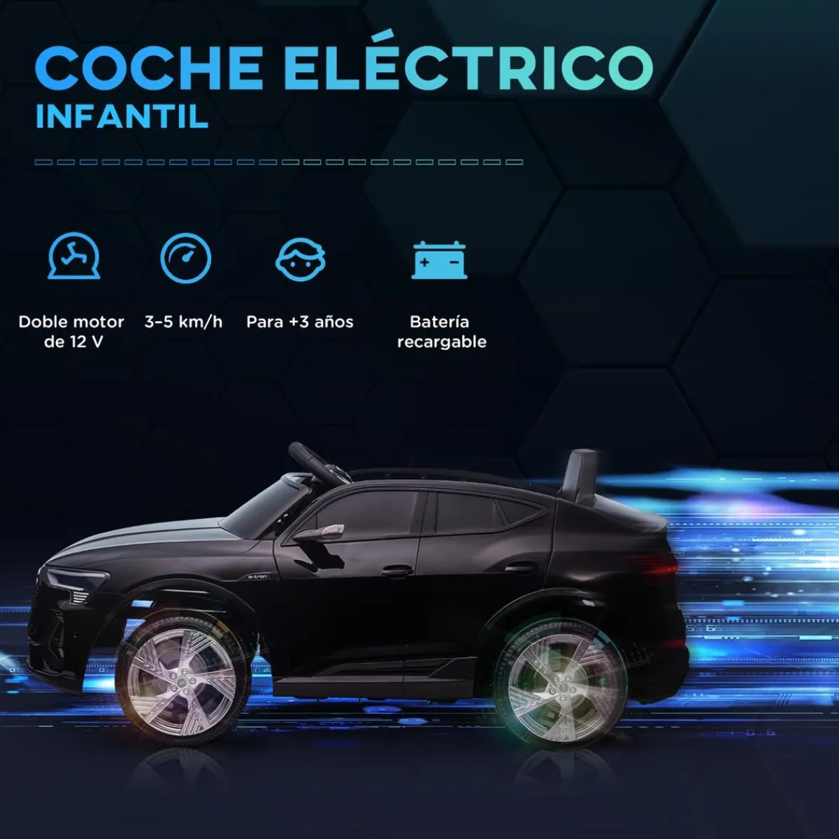 - Coche de batería Audi E-tron Negro*Homcom Best