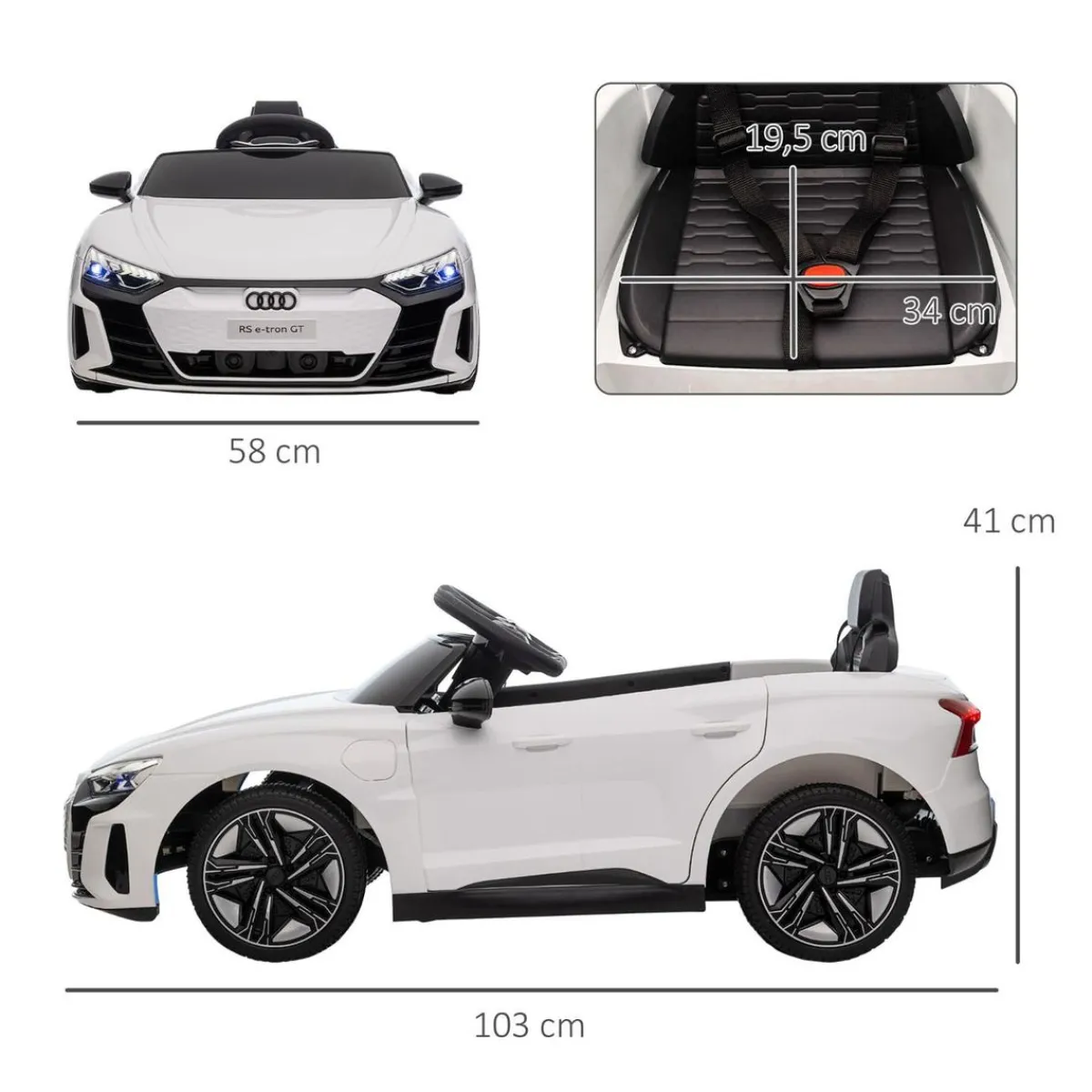 - Coche eléctrico Audi RS e-tron GT blanco*Homcom New