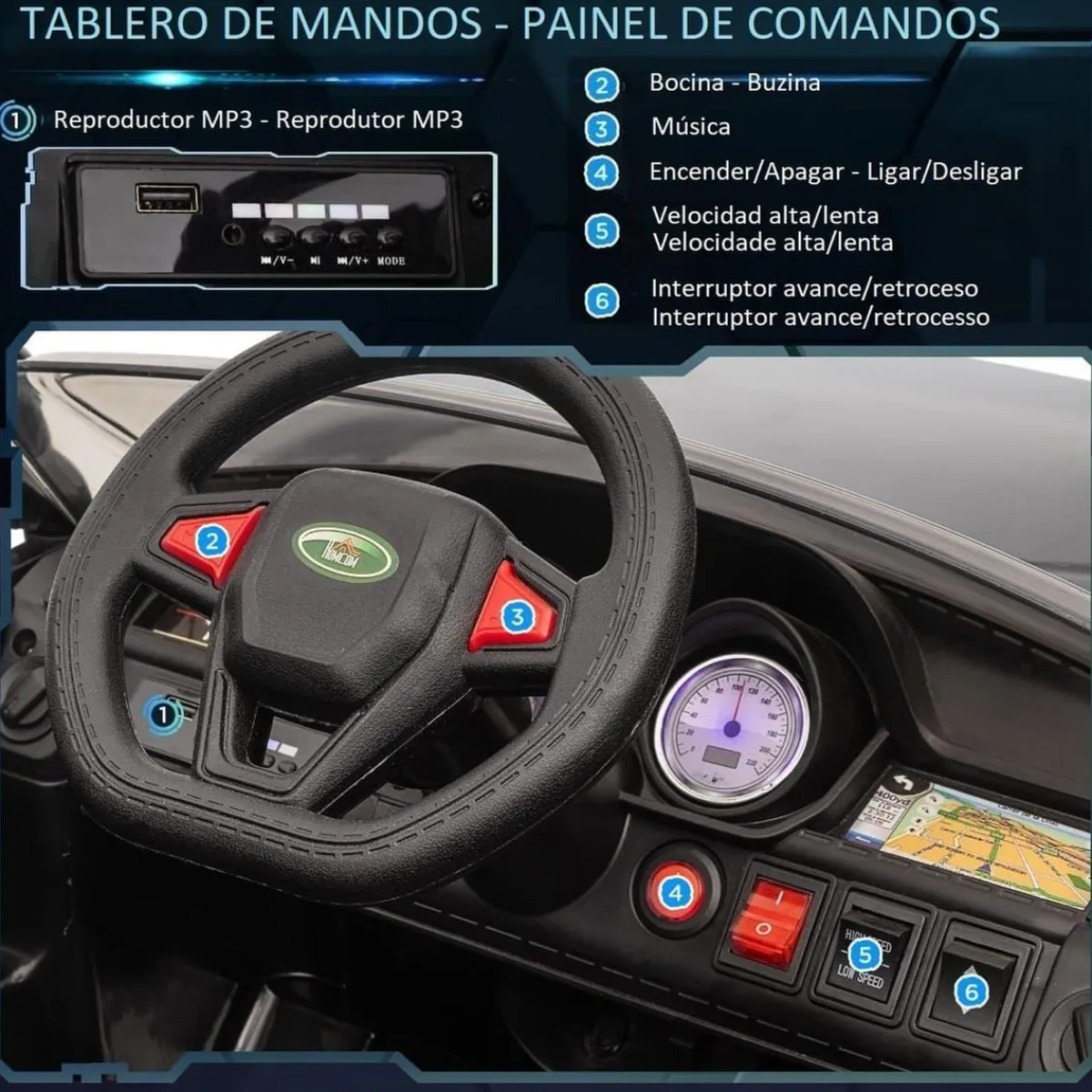 - Coche eléctrico SUV negro*Homcom Discount