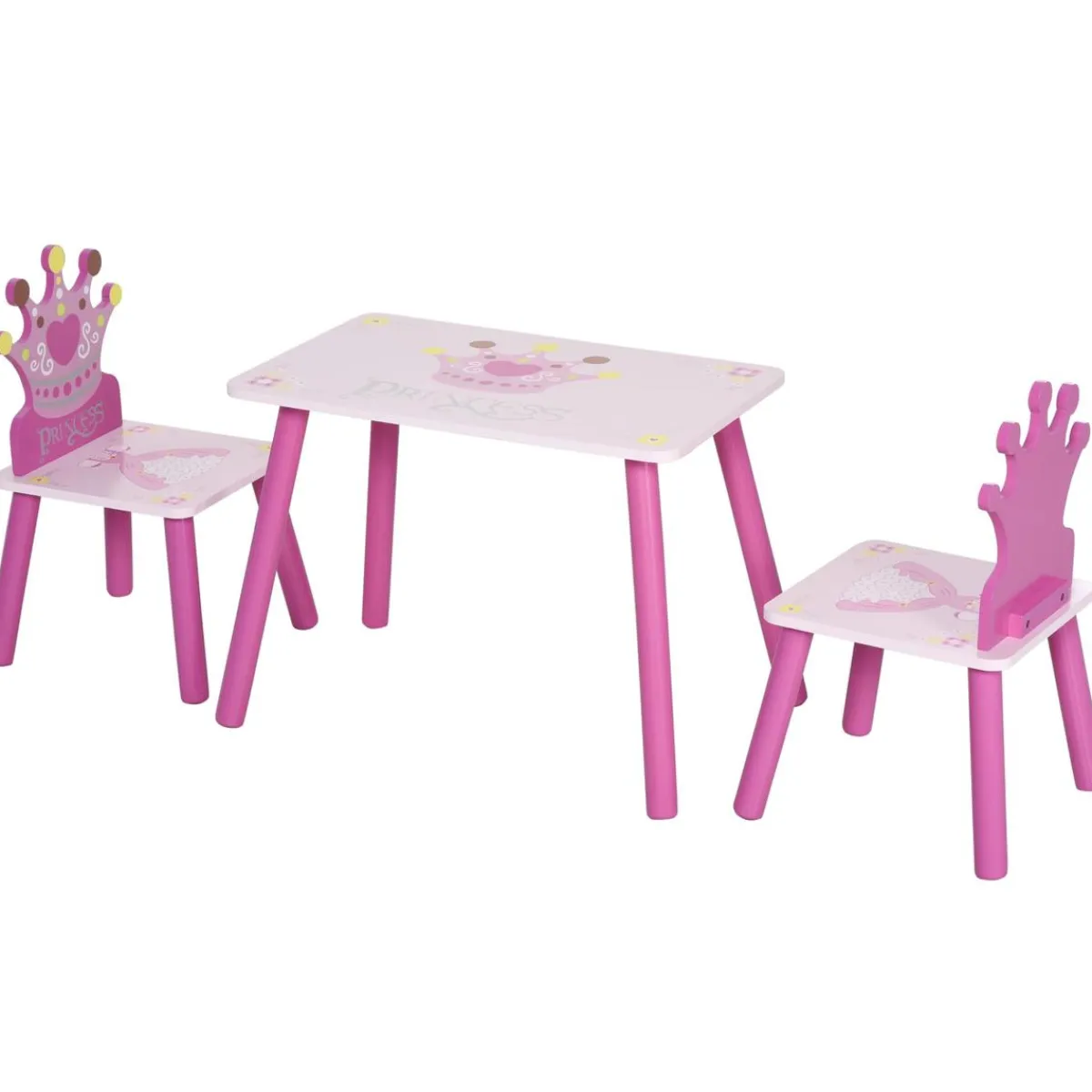- Conjunto Mesa + 2 Sillas infantiles Madera Princess*Homcom Outlet