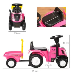 - Correpasillos Tractor con remolque y herramientas Rosa Vehículos De Batería O A Pedales