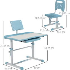 - Escritorio y silla ajustable Azul y Blanco Estilo De Vida