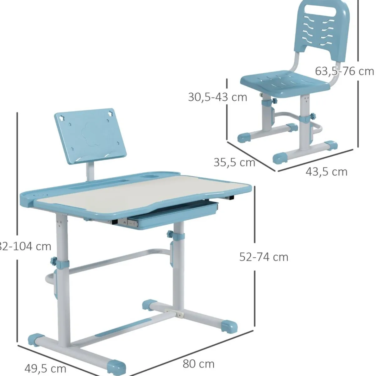 - Escritorio y silla ajustable Azul y Blanco Estilo De Vida