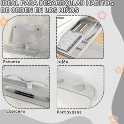 New - Escritorio y silla ajustable Gris y Blanco Estilo De Vida