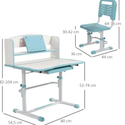 - Escritorio y silla ajustable Azul y Blanco Estilo De Vida
