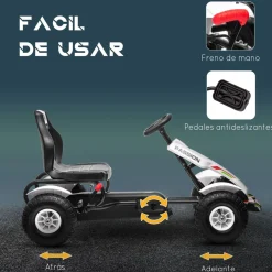 Online - Go Kart con pedales blanco-negro Vehículos De Batería O A Pedales
