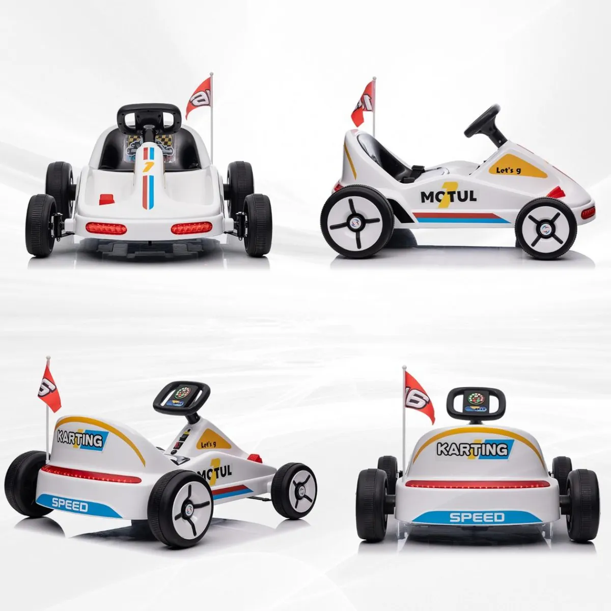 Homcom - Kart eléctrico Blanco con luz y música*AIYAPLAY Clearance