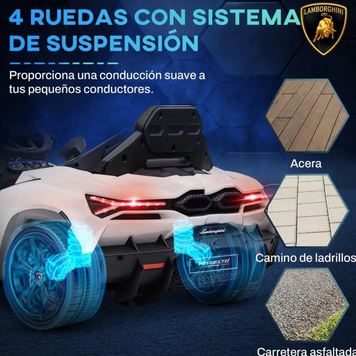 Best Homcom - Lamborghini Revuelto eléctrico Blanco con mando Vehículos De Batería O A Pedales