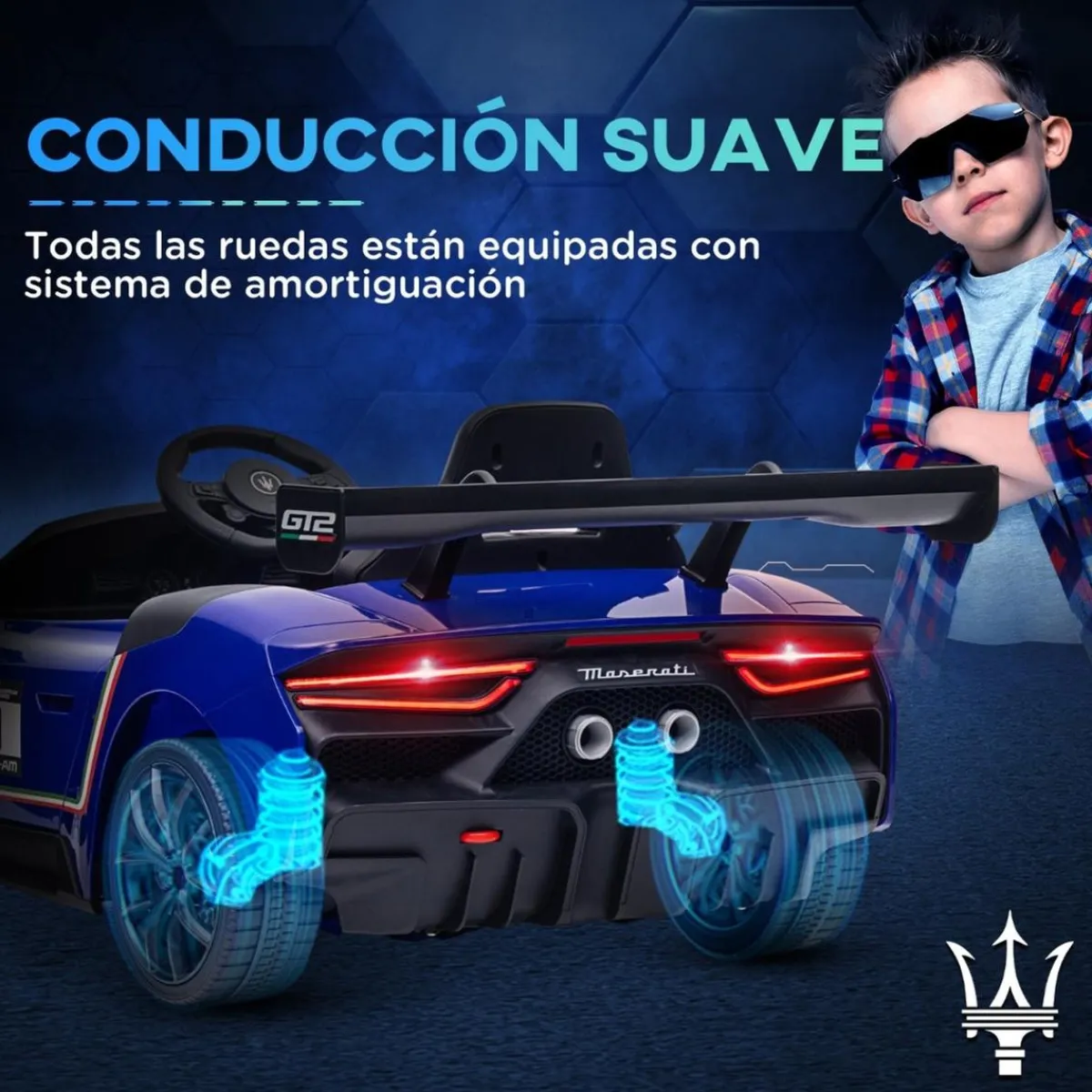 Sale Homcom - Maserati GT2 eléctrico Azul con mando Vehículos De Batería O A Pedales
