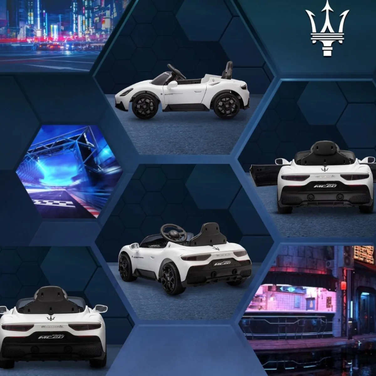Online Homcom - Maserati MC20 eléctrico Blanco con mando Vehículos De Batería O A Pedales