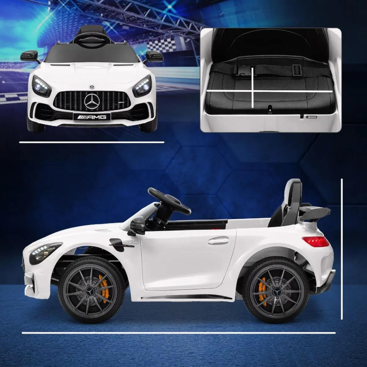 Homcom - Mercedes AMG GTR Batería con mando a distancia Blanco*AIYAPLAY Clearance