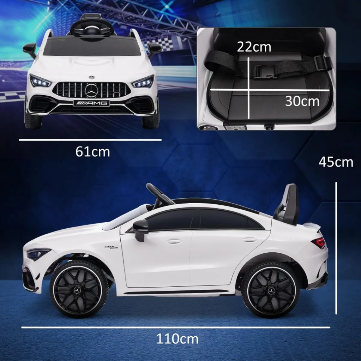 Clearance Homcom - Mercedes Benz AMG CLA 45 eléctrico Blanco con mando Vehículos De Batería O A Pedales