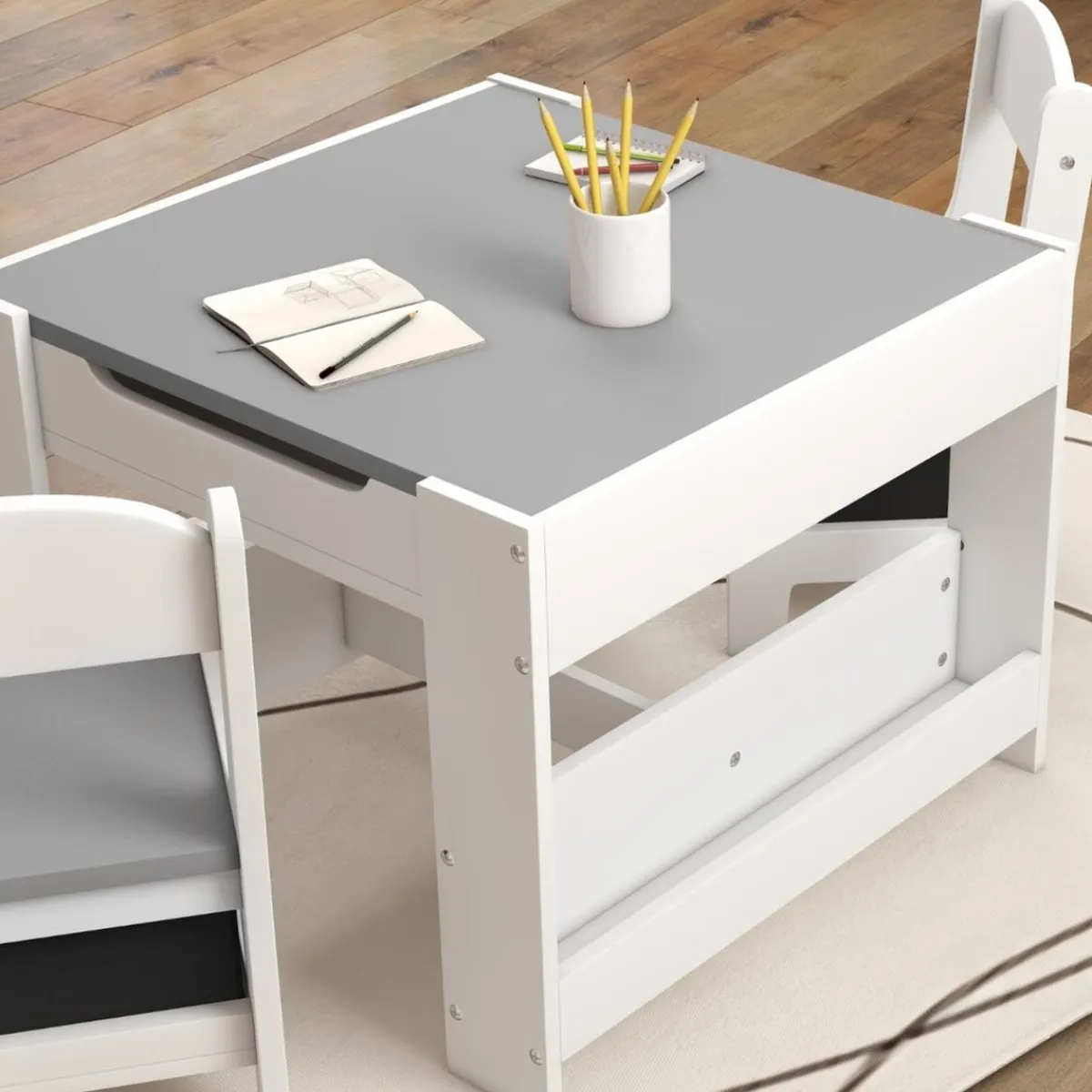 - Mesa + 2 sillas infantiles Blanco*Homcom Clearance