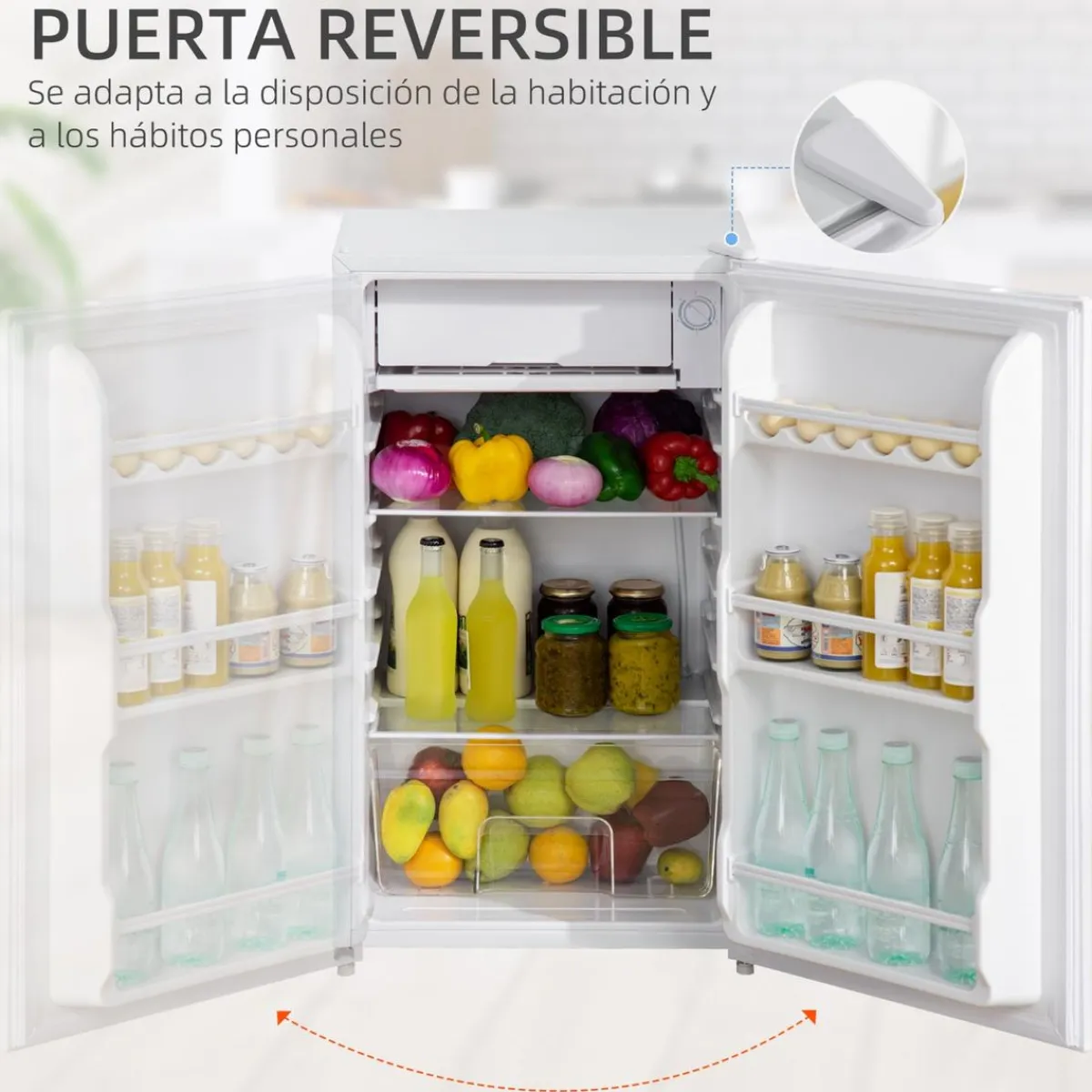 - Mini Nevera Blanca con Congelador 91L*Homcom
