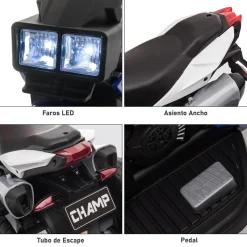 - Moto eléctrica batería 3 ruedas Trimoto Negro y Azul*Homcom