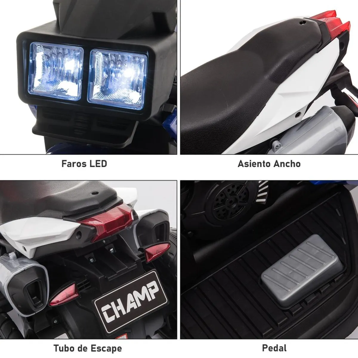 - Moto eléctrica batería 3 ruedas Trimoto Negro y Azul*Homcom