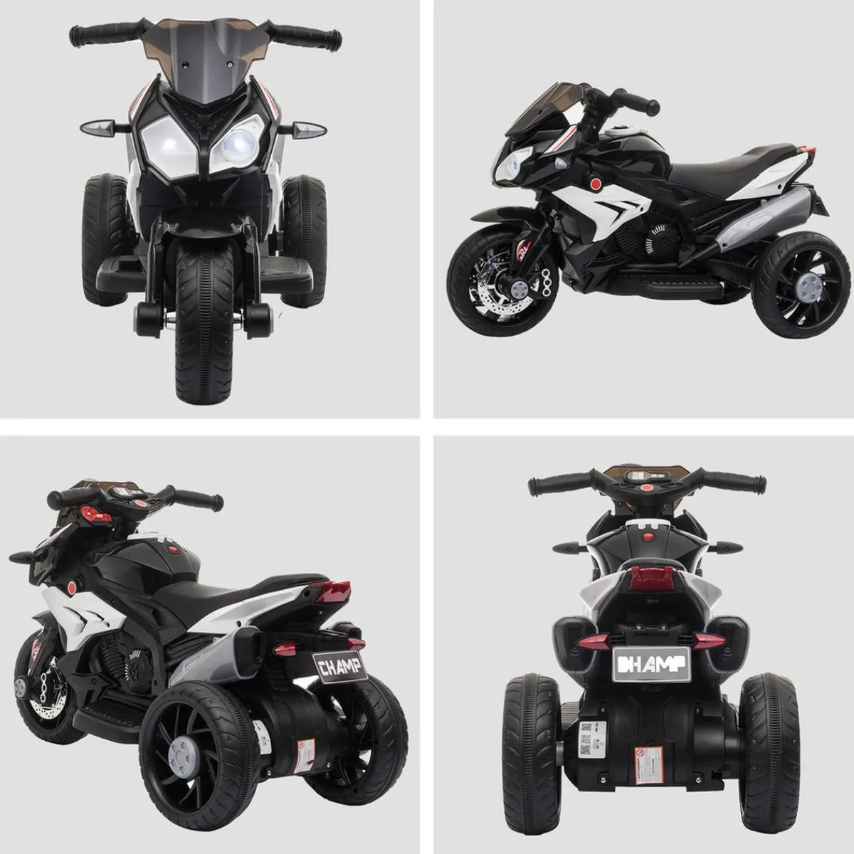 - Moto eléctrica batería 3 ruedas Trimoto Negro y Blanco*Homcom Sale