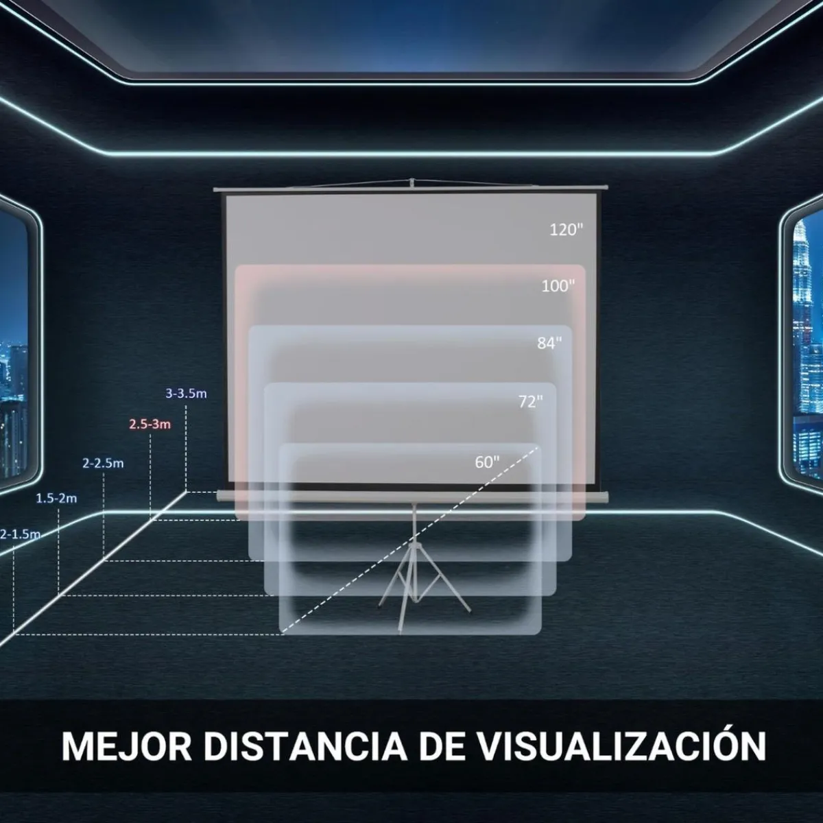 - Pantalla de proyección 100'' con soporte Blanco*Homcom Clearance