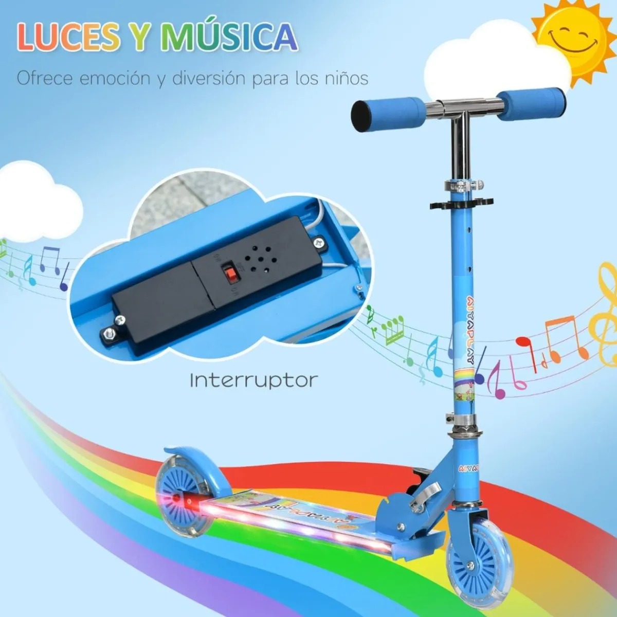 - Patinete azul con luces y música*Homcom Sale