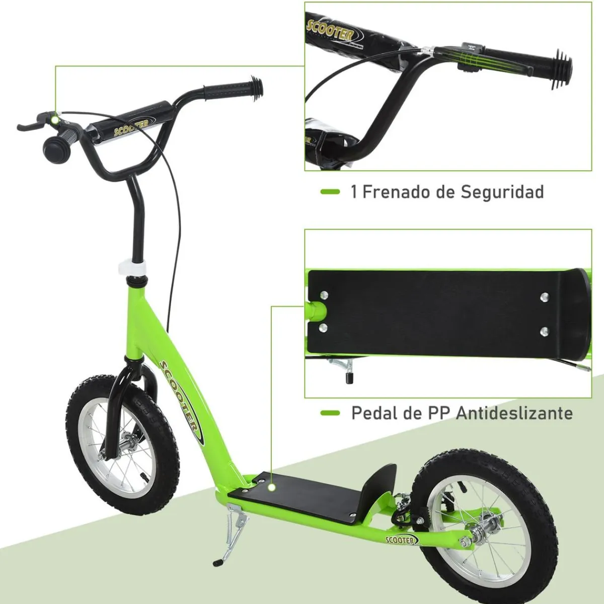 - Patinete Scooter Ajustable 2 ruedas Verde*Homcom Online