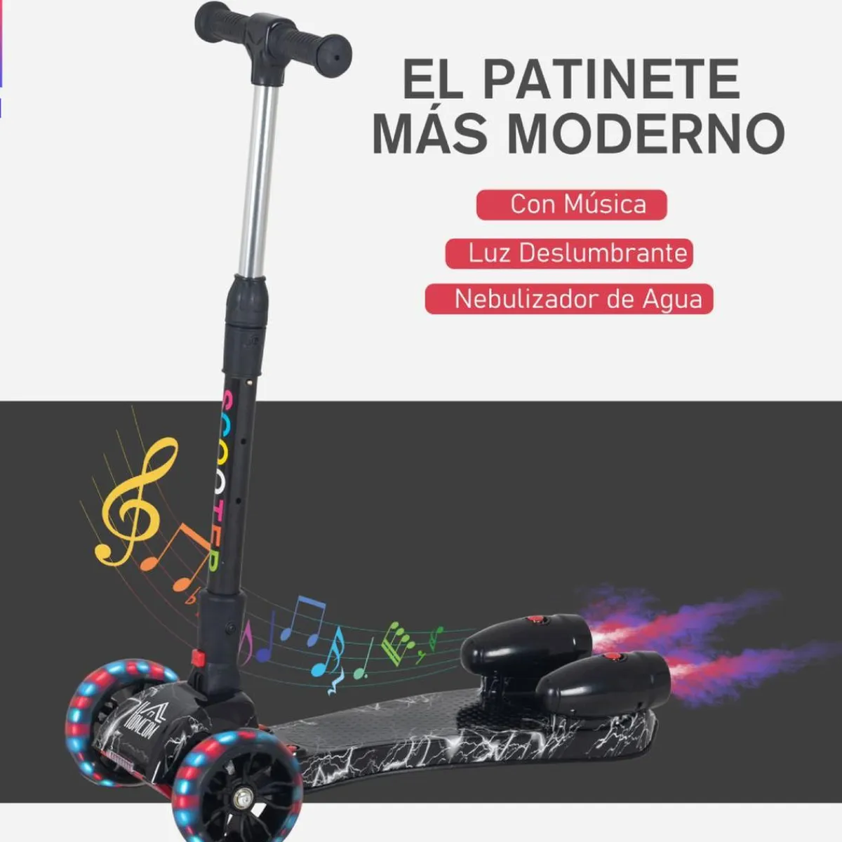 - Patinete scooter con efectos de luz y sonido*Homcom