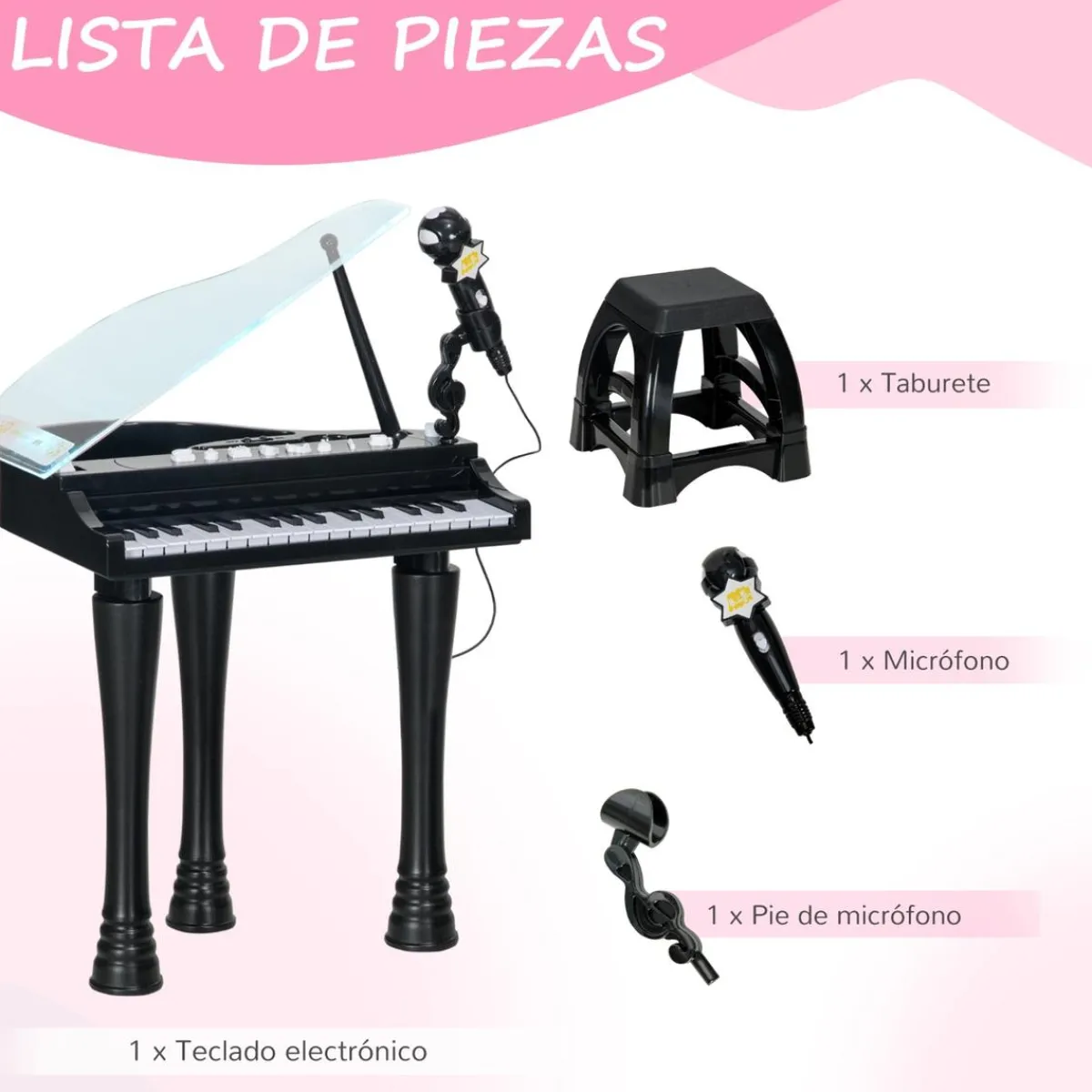 Online Homcom - Piano electrónico 32 teclas con taburete Música|Electrónicos