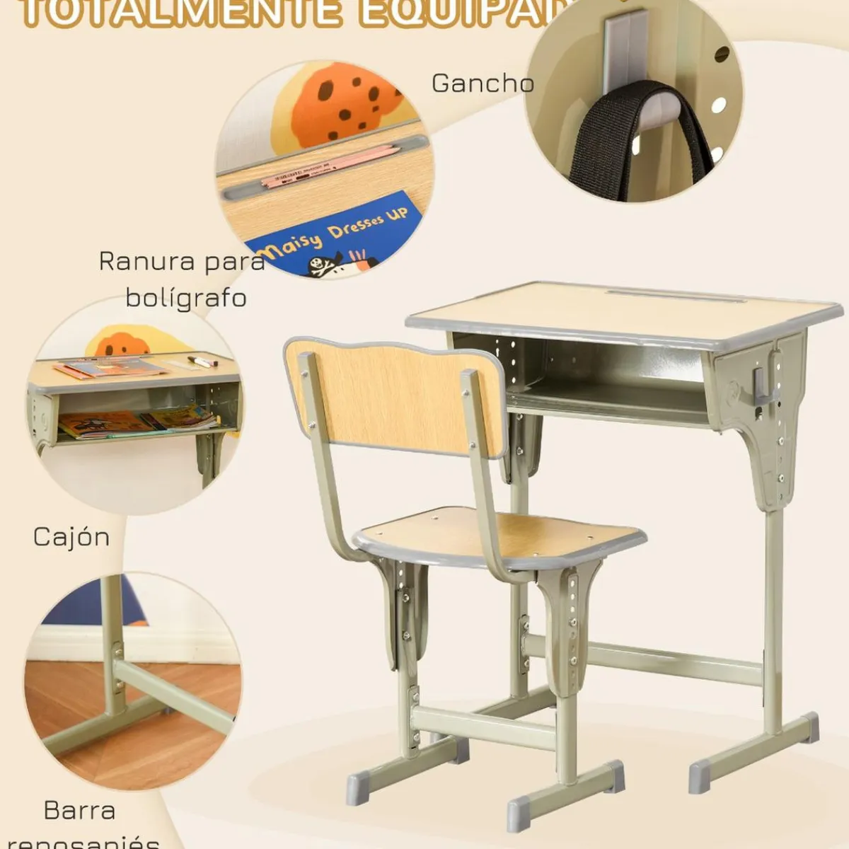 - Set Pupitre + Silla infantil Vintage*Homcom Discount
