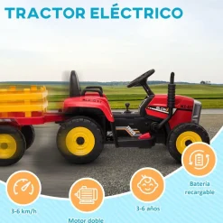 - Tractor elécrico Rojo*Homcom
