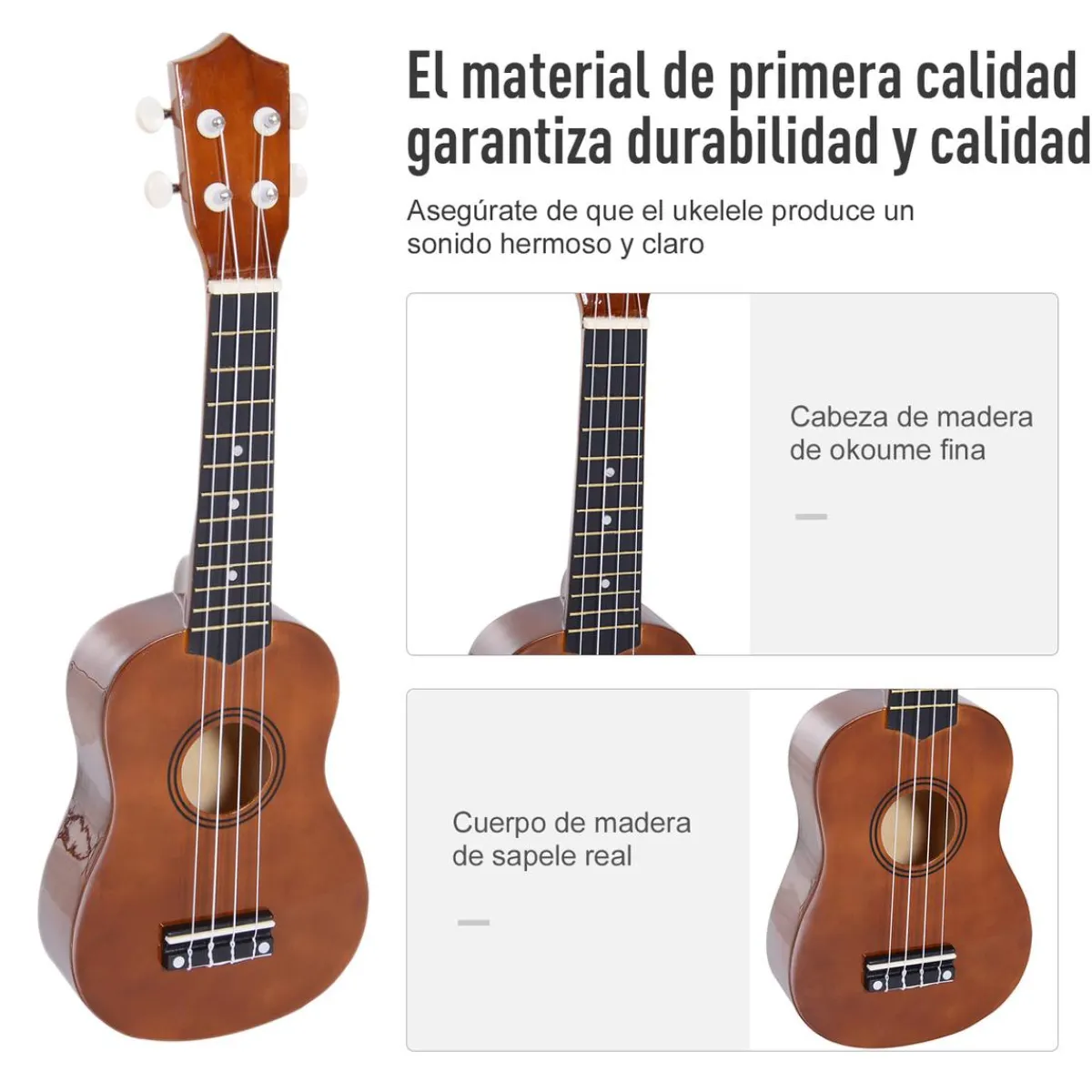 - Ukelele soprano 21" Madera Marrón*Homcom Clearance